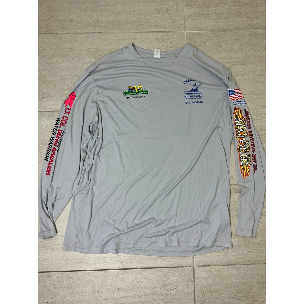Therapy IV Fishing Shirt 3XL Gray Long Sleeve Performance UV Sport Fishing‎ Team